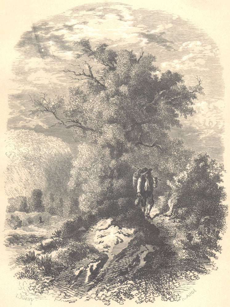 LANDSCAPES. Lisière de Bois 1852 old antique vintage print picture